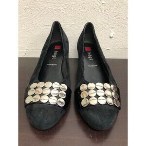 Hogl  Women black suede Pump Shoes  wedged  Heels  Slip on size 4.5 ---US 7.5